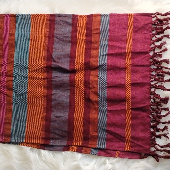 Scarf multi color 100% cotton. 68"x32" - Picture 2 of 3